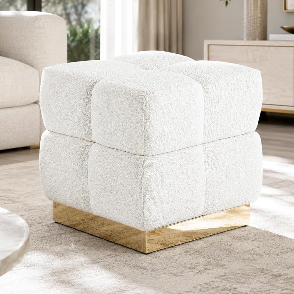 Round Ottoman Stool — White