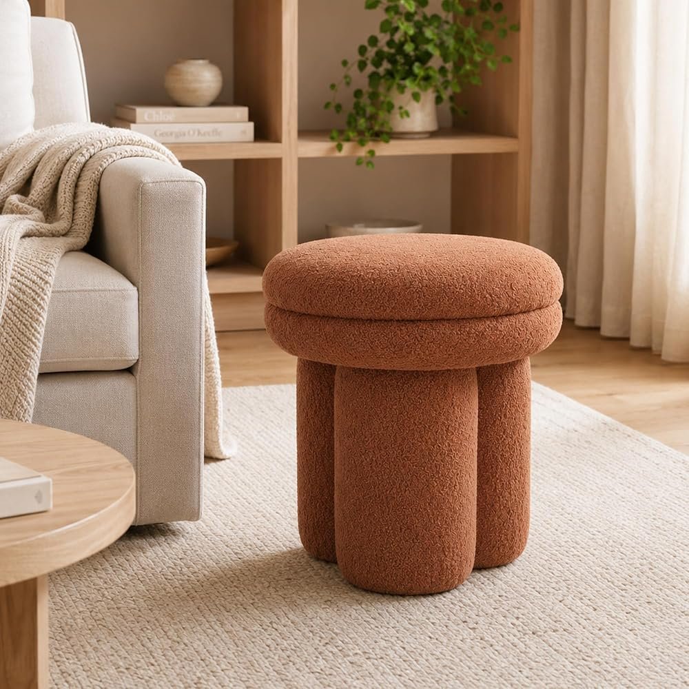 Mushroom Ottoman Stool — Saddle Brown
